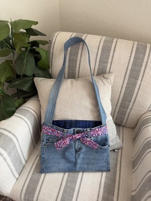 Custom Upcycled Denim Tote Bag Purse Levi s Unique Handmade Boho Pockets