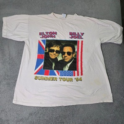 Hills Mens Large T-Shirt White Elton John Billy Joel 1994 Summer Tour Concert