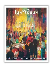 Las Vegas, Nevada - Vintage Delta Air Lines Travel Poster by Jack Laycox 1970s