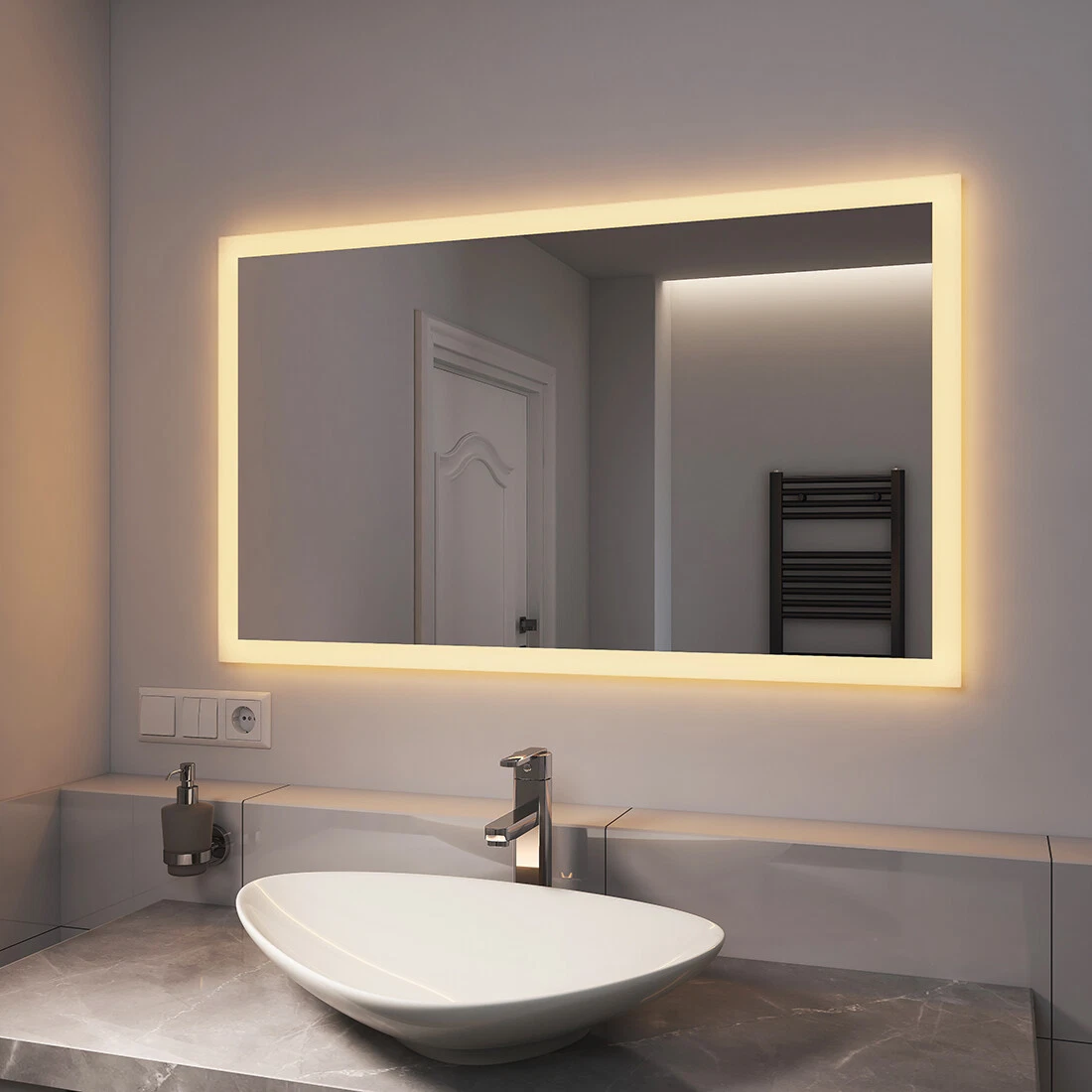Badspiegel Mit LED Beleuchtung Wandspiegel Beschlagfrei 2 Lichtfarbe Spiegel