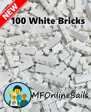 **NEW** 100x Genuine LEGO White Bricks - Bulk Lot of 1x1 1x2 1x3 1x4 mix