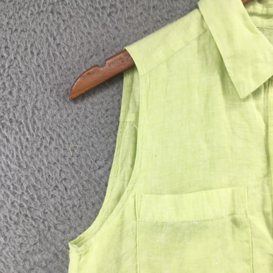 Vestido camisero Chicos para mujer 0 verde sin mangas con cuello bolsillos delanteros abotonados Foto 4 de 4