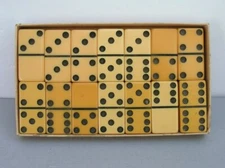 Vintage Puremco Standard Ivory Marblelike DOMINOES #616 w/ Box
