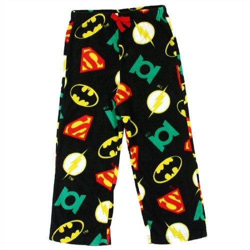 Justice League Boys Plush Fleece Lounge Pajama Pants (4, Black)