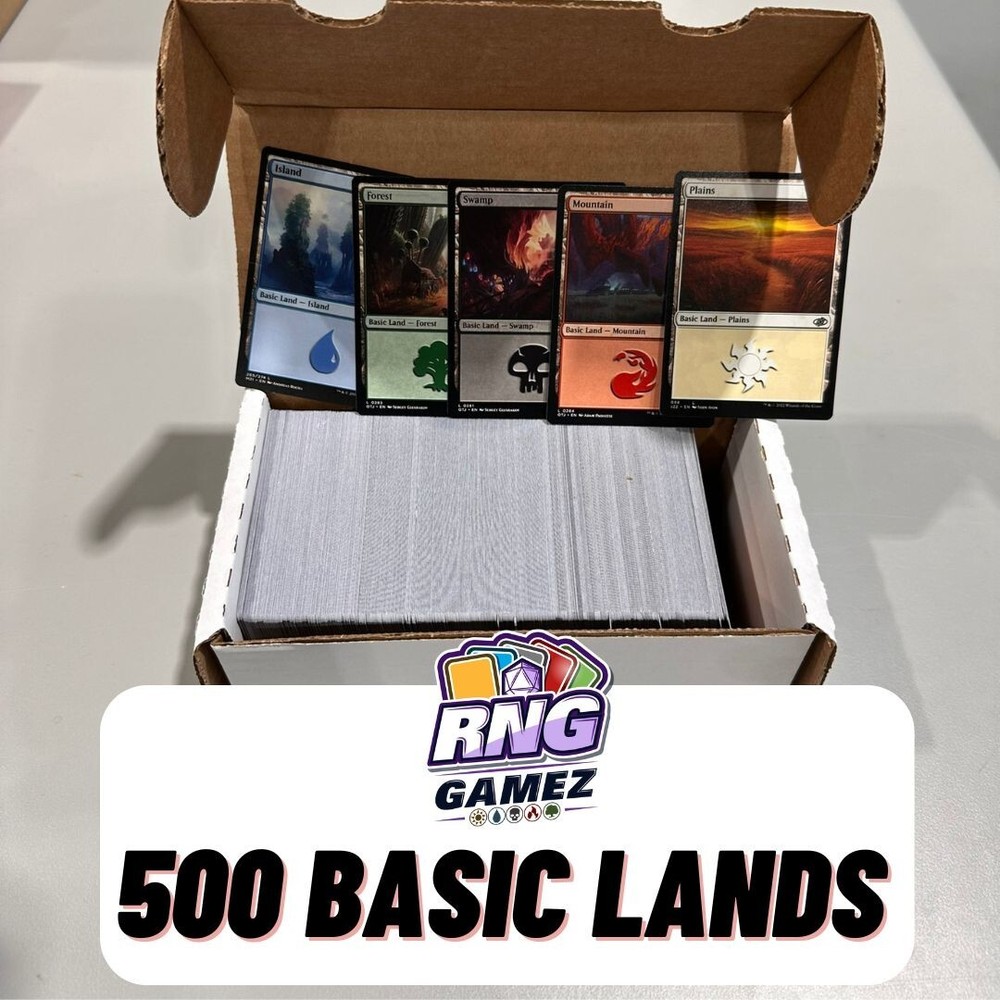 500 Basic Lands Magic The Gathering Lands - From Mixed Sets 100 Of Each Land