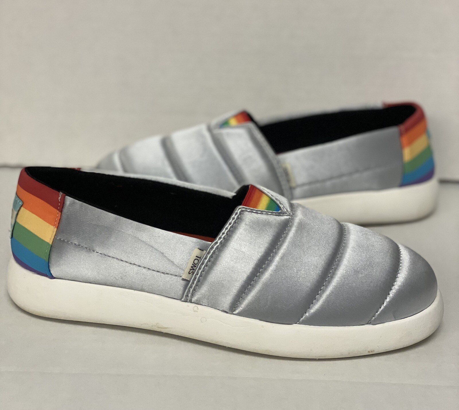 Toms Alpargata Mallow Womens Size Rainbow Silver Shoes Lightly