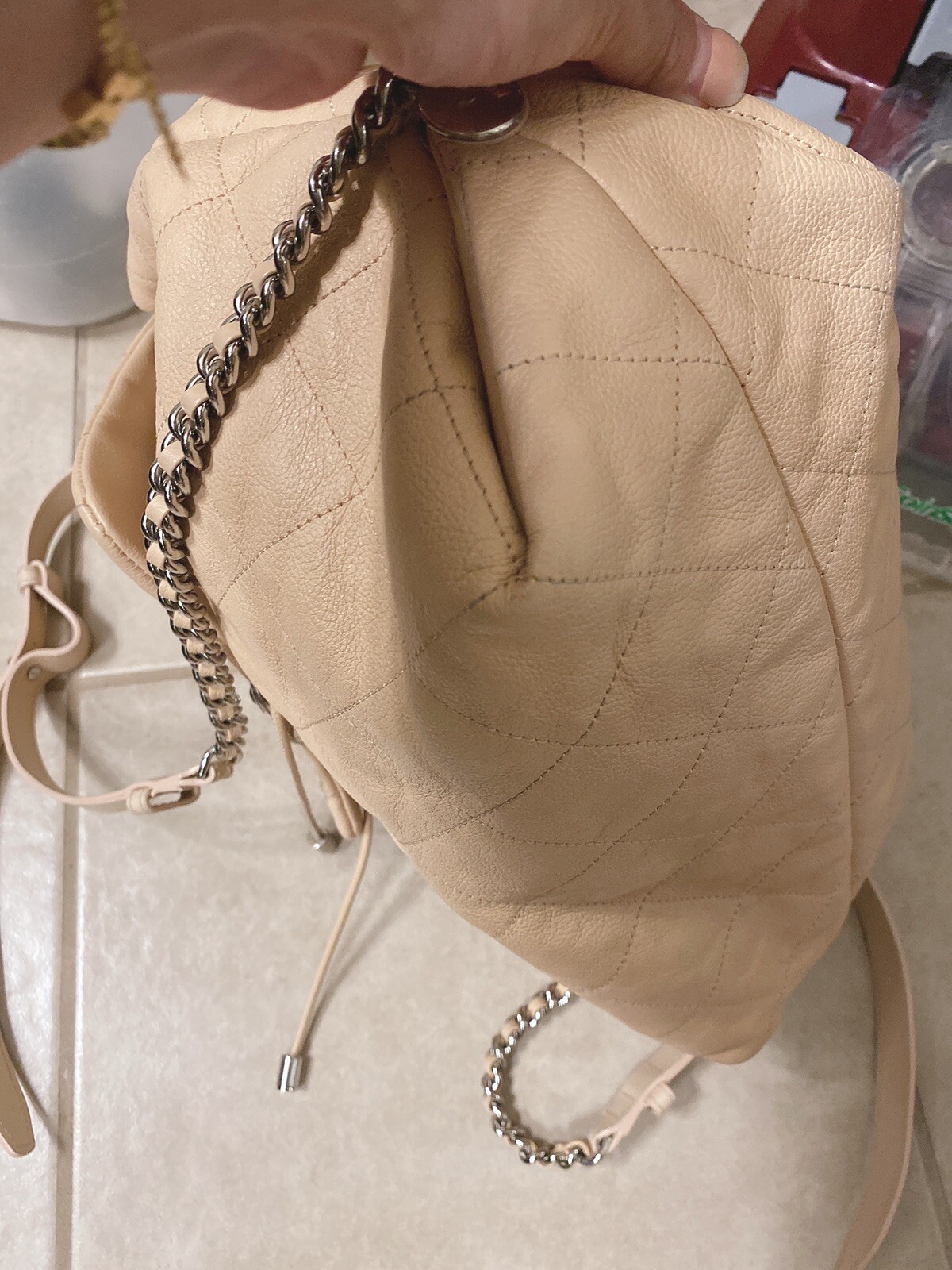 Chanel 2017 Beige Backpack Braided Handle Preowned Gem