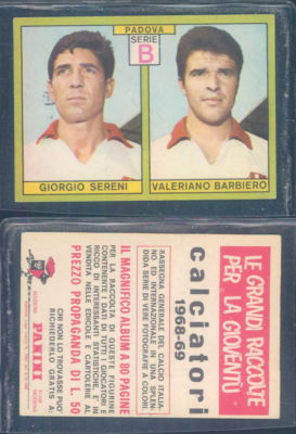 R@RA SOCCER FIGURE PANINI 1968/69-PADUA, SERENI/BARBERONOVA, PERFECT