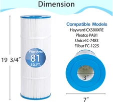 Future Way C3030 Pool Filter Cartridges  CX580XRE, 81 sq.ft.