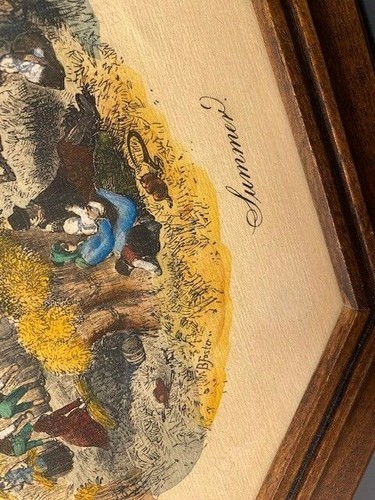 Set 4 "Four Seasons" B Foster Signed Watercolor Framed Art Octagon Landscape - Picture 11 of 12