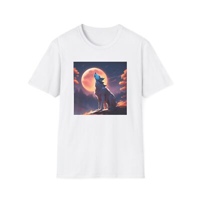 Wolf Howling At Moon Native American Softstyle T-Shirt