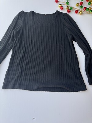Womens-Plus-Size-Tops Square Neck Long Sleeve Shirts Fall Casual Pullover Sz L