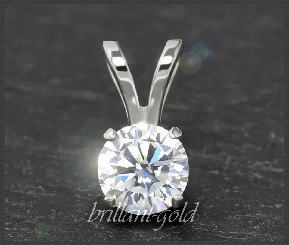 Diamant Anhänger, 1,01ct Solitär Brillant in River D & Si, 585 Weißgold Gleiter - Bild 2 von 4