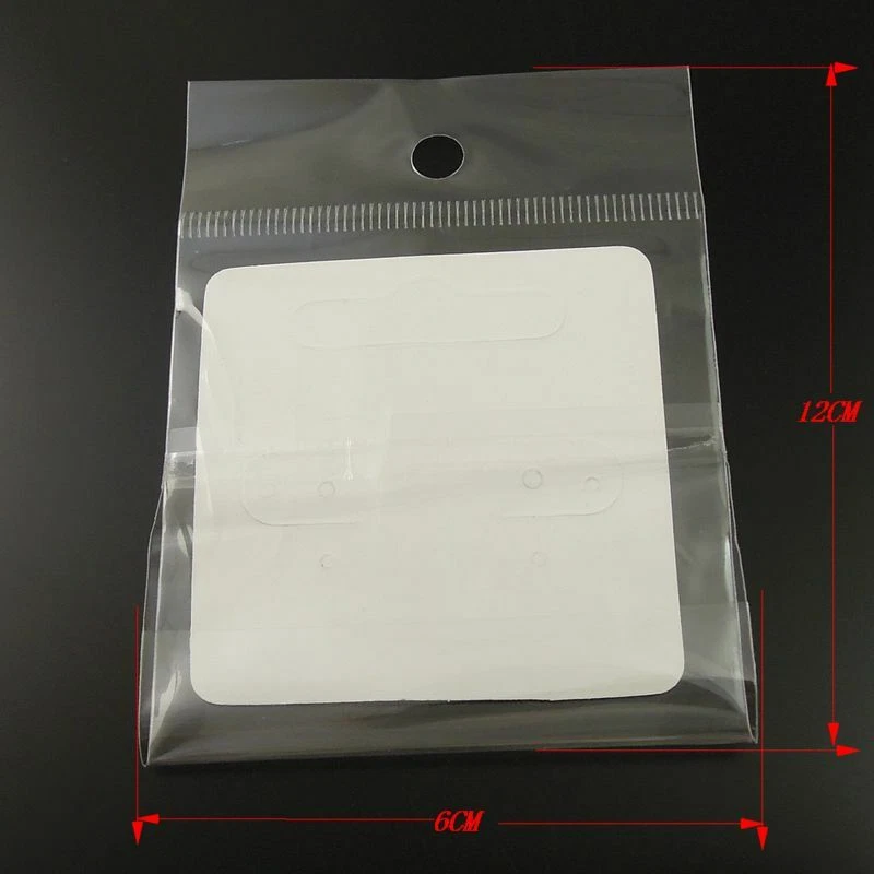 5cm White Paper Cards 100 pcs Jewelry Display Hanging Cards with Bags 12x6cm - Image 4 of 4