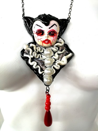 Jewelry Necklace Pendant Art Deco Nouveau Gothic Vampire Dracula Transilvania - Picture 5 of 24