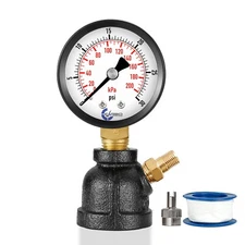 Gas Test Pressure Gauge 30 Pound, 30 PSI/200 kPa 3/4” FNPT Steel Bell Shape Body