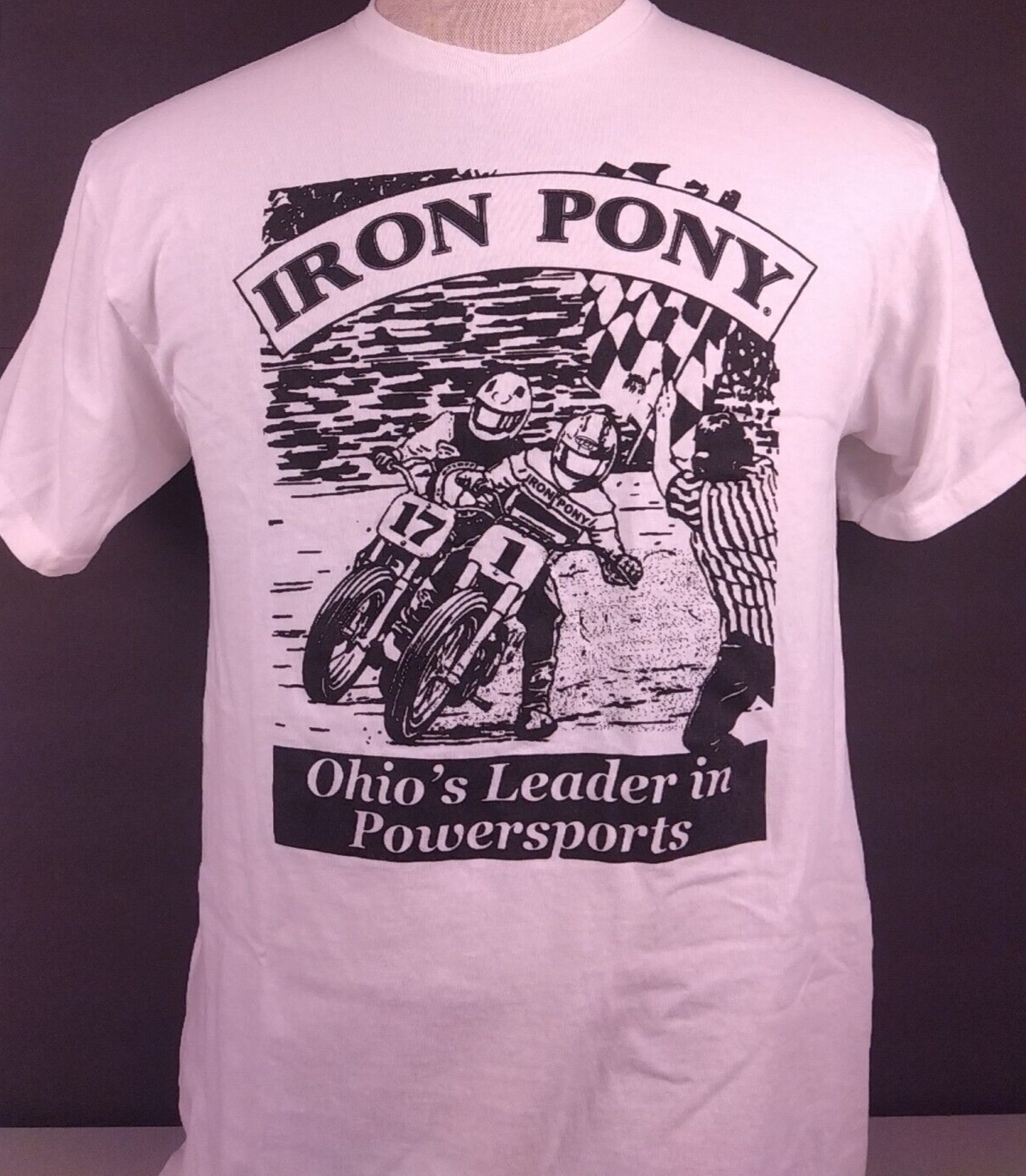 T shirt SS bianca Delta Iron Pony Ohio's Leader Power Sports grafica taglia M (B3)