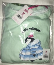 Justice girls pajamas 2 Piece Size Medium 10 Mint Green Penguin Winter Soft NWT