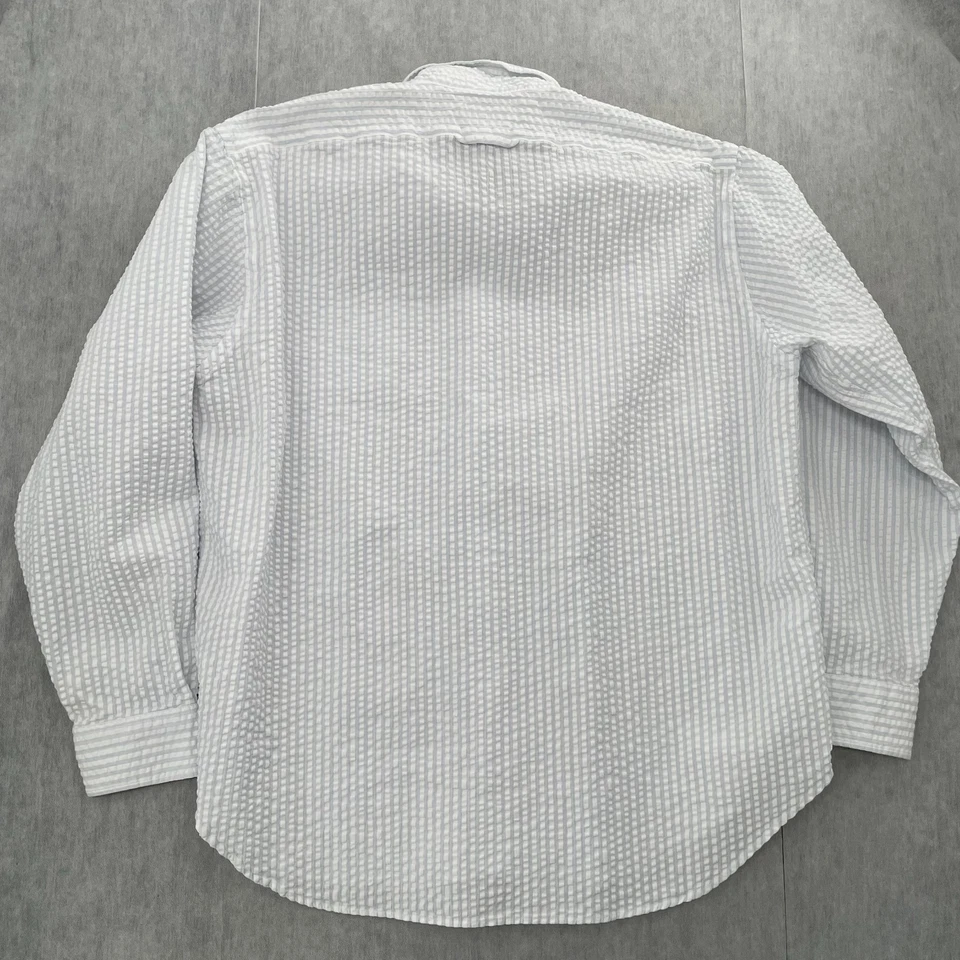 Рубашка J. Peterman размер XL синяя в полоску Let It Breathe Seersucker мужская на пуговицах - Изображение 2 из 4