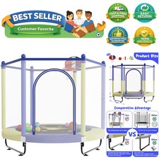 Delightful 60" Kids Trampoline with Safety Net  Basketball Hoop for Ages 3-8