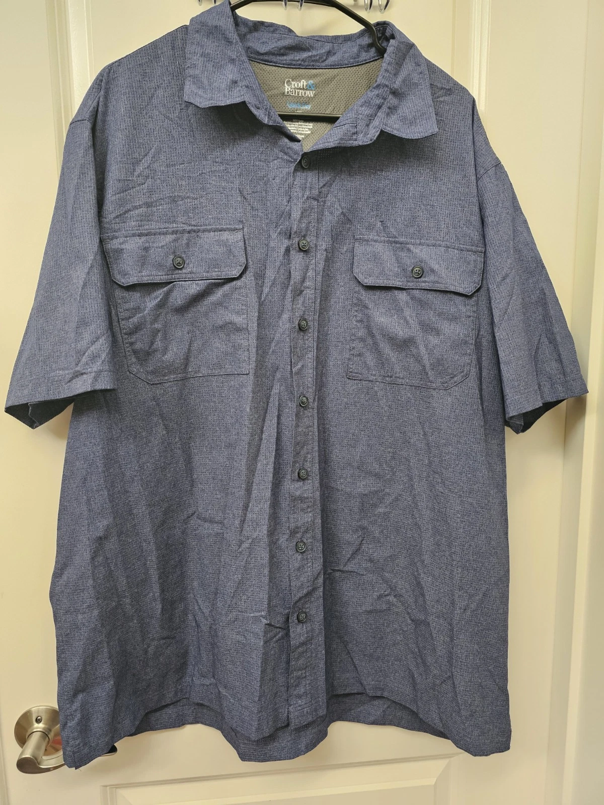 Croft & Barrow Quick Dry Shirt Mens XXL 2XL Blue Vented Fishing Hiking Camping