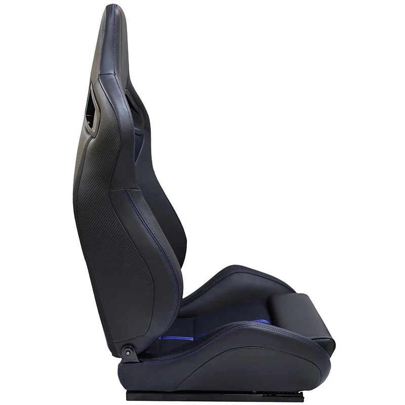 Пара гоночных ковшеобразных сидений для черных и синих виниловых откидывающихся гоночных сидений Ford - Изображение 3 из 4