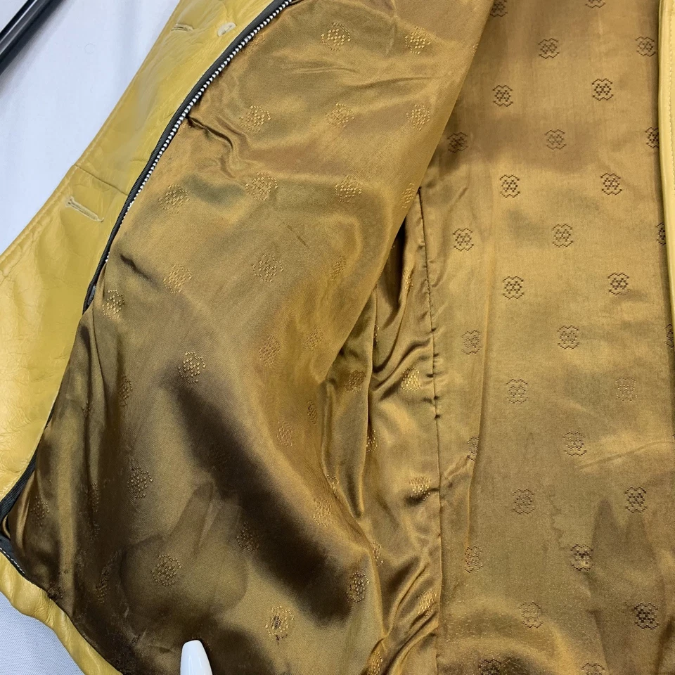 VTG Schott Bros Inc Women's Cabretta Leather Car Coat Jacket Mustard M/L Rare - Image 3 of 4