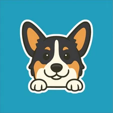 Corgi (Black Tri) Peeking Sticker