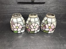 3 Gorgeous Tiffany Style Stained Glass Lamp Shades Multi Colored Slag Glass SEE