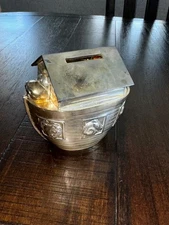 Vintage THINGS REMEMBERED Silver Plated Noah's Ark Piggy Bank