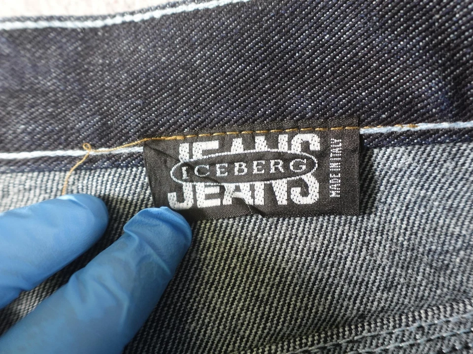 Vintage Iceberg Jeans Mens 42x28 Blue Baggy Skater Italy Streetwear Rap Hip Hop - Image 2 of 4