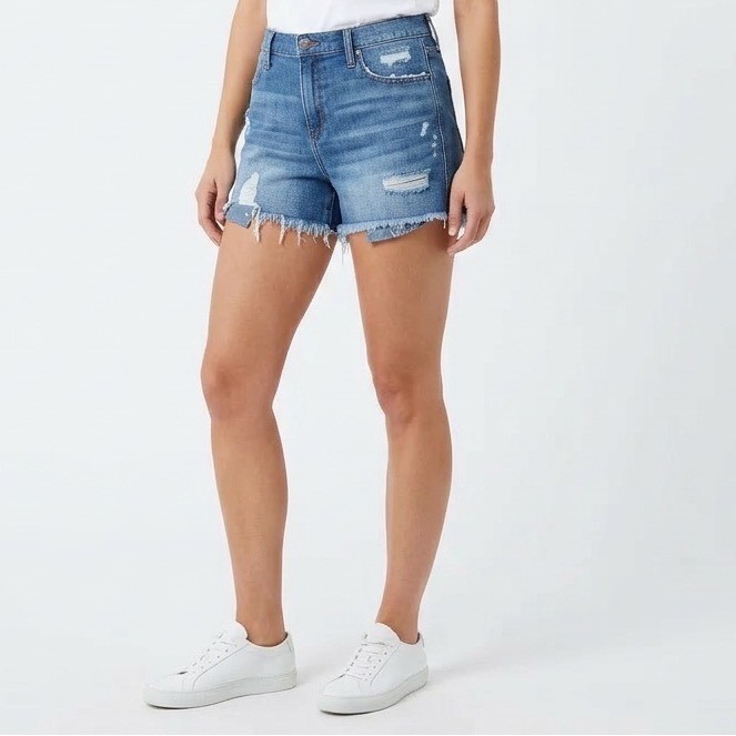 Aerie Daydream Cut-Off Shorts Womens Medium Blue Denim Cotton Raw Hem Distressed