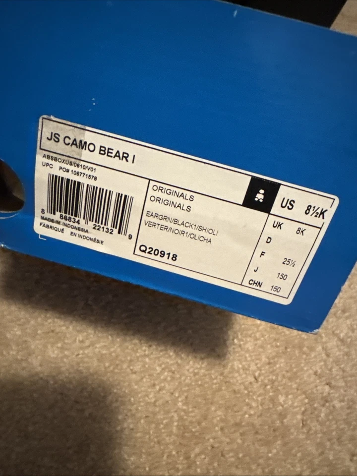 NUEVO BEBÉ TALLA 8.5K Adidas Jeremy Scott OSO CAMUFLAJE con SOMBRERO Q20918 Auténtico Foto 2 de 4