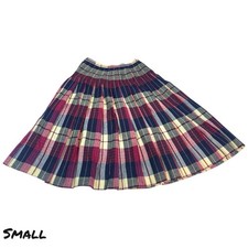 VTG 70s 80s Wool Plaid Tartan Pleated A-Line Skirt Small 26  Preppy Academia