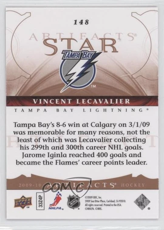 2009-10 Upper Deck Artifacts Star /999 Vincent Lecavalier #148 - Image 2 of 2