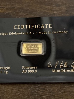 Geiger Schloss Guldengossa Vintage Edition Carded Gold Bar .5 Gram