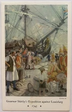 Historic Military Postcard - 1745 Louisbourg Siege Fort Governor Shirley