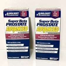 2 PACK Super Beta prostate Advanced Supplement 120 Berry Flavor chewables 8/27