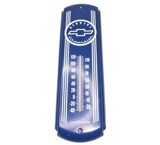 Vintage Genuine Chevrolet Blue And White Metal Advertising Thermometer - 17 Inch Vintage Genuine Chevrolet Blue And White Metal Advertising Thermometer - 17 Inch