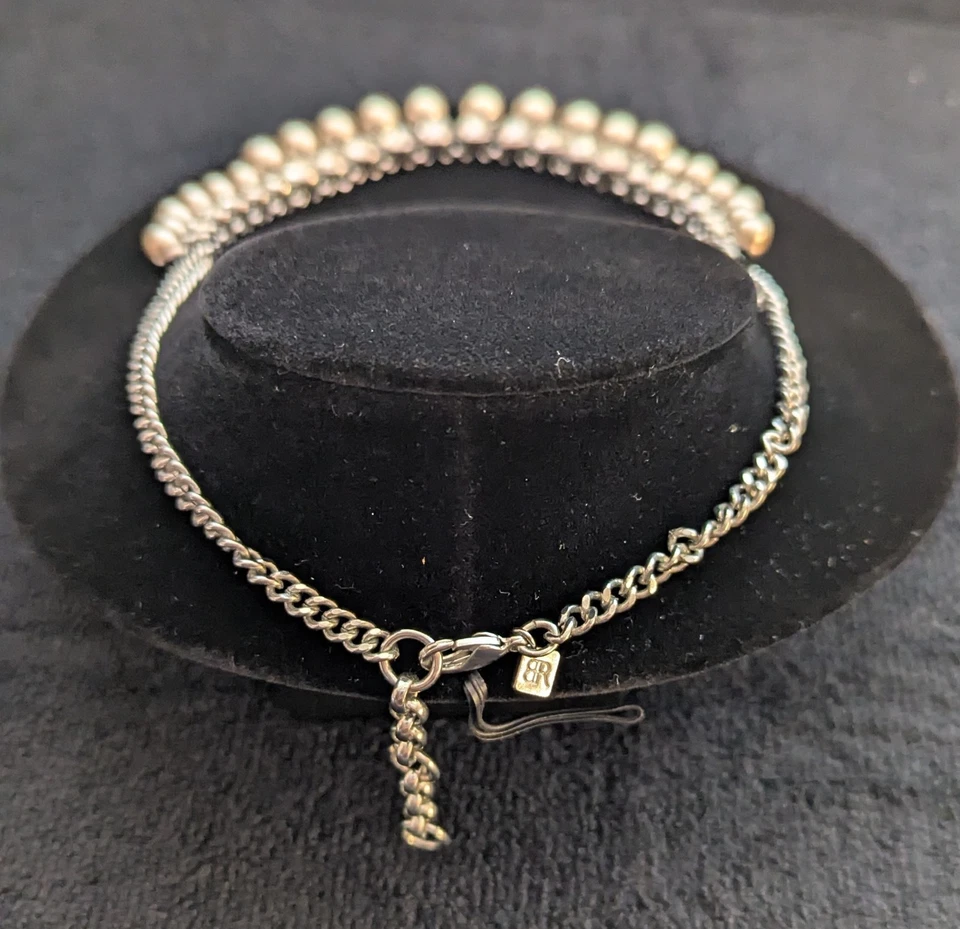 Banana Republic Fringed Tan Faux Pearl And Rhinestone Necklace. Adjustable.  - Image 4 of 4