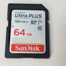 Genuine OEM SanDisk Ultra Plus 64GB SDHC I Memory Card - Class 10 - 130 MB/s