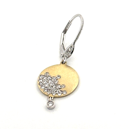 Meira T. 14K Yellow & White Gold, Diamond Disc Dangle Earrings - Picture 5 of 9