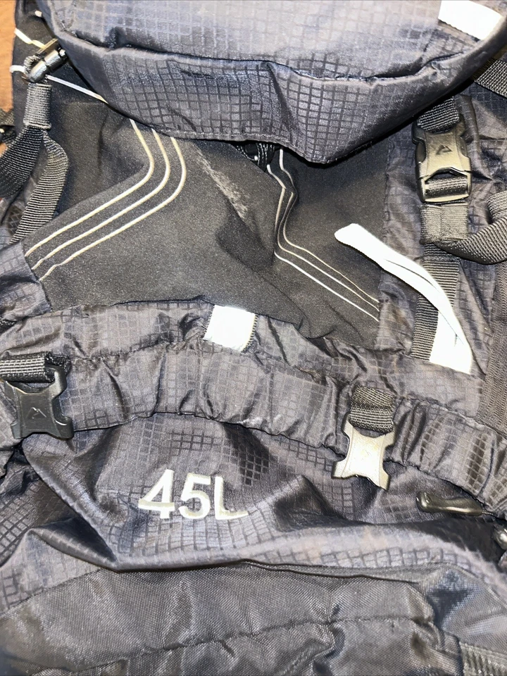 Nice Ozark Trail Gray Black Hiking 45L Camping Backpack - Image 2 of 4