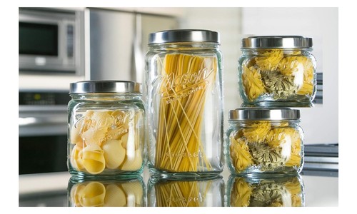 Mason Craft & More 4-Piece Airtight Glass Clamp Jars Set (.5L, 1L, 2L, 3L) - 第 4/4 張圖片