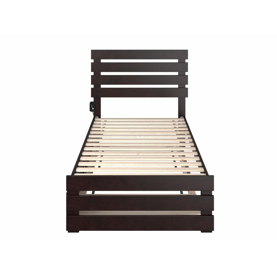 Oxford Twin XL Bed with Footboard and Twin XL Trundle in Black Twin XL