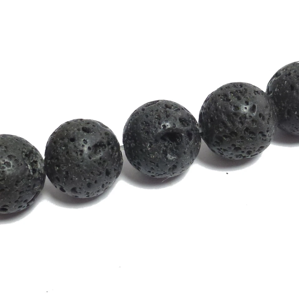 Lava Perlen runde Nuggets 13-14 mm schwarz massiv 27-28 Spacer nenad-design - Bild 4 von 4