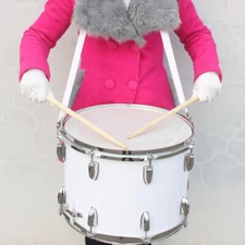 14"x10" White Marching Snare Drum Drumstick Percussion Silver W/Drumstick &Strap