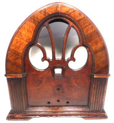 vintage PHILCO  90 CATHEDRAL part:  WOOD SHELL w/ FACEPLATE