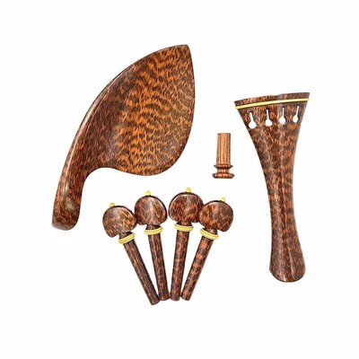 Quality 4/4violin snake wood letter parts,tailpiece+tuning pin+end pin+chin rest