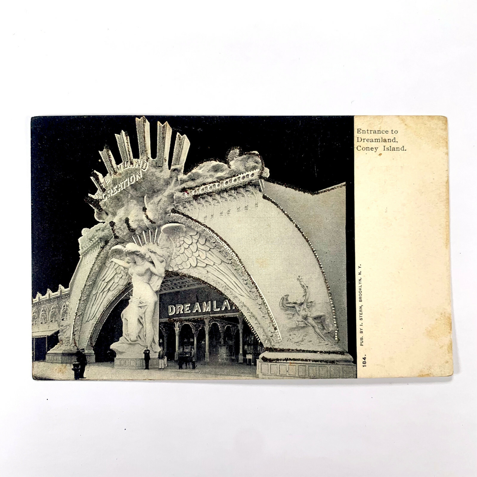 Postcard New York City NY NYC Coney Island Dreamland Entrance Glitter